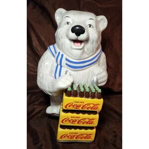 Coca Cola Delivery Polar Bear Cookie Jar 12 x 7 inches